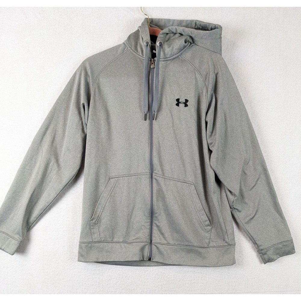 Under Armour Mens Gray Full Zip Hoodie M Medium Loose Fit Polyester